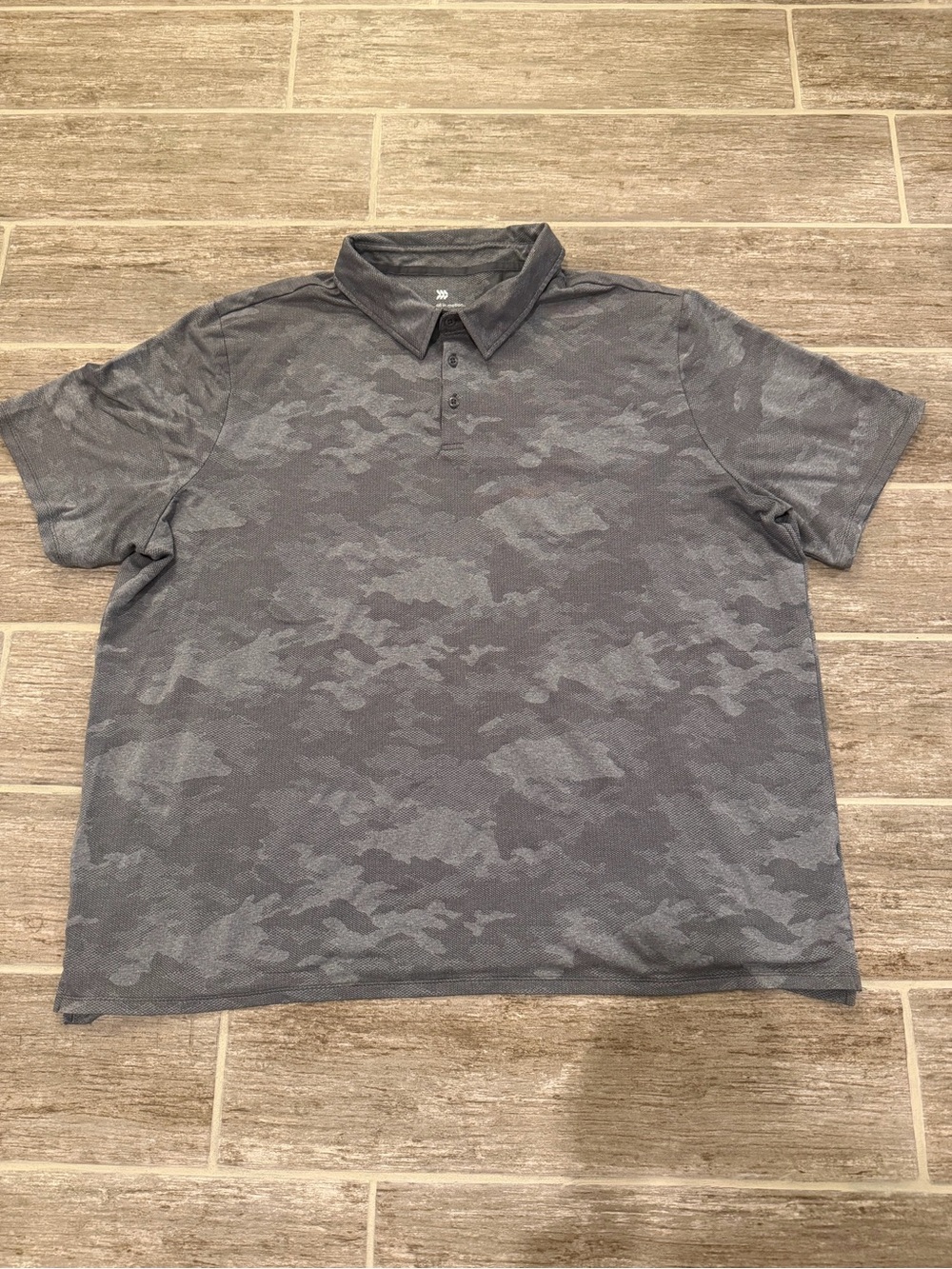ALL IN MOTION CAMO CAMOUFLAGE GRAY POLO SHIRT TOP